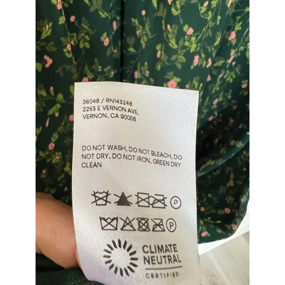 Reformation Brandi Mock Neck Mini Dress S in Coriander Green Floral - Picture 12 of 13